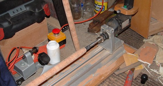 drill-powered lathe
